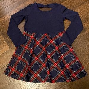 Children’s place holiday dress long sleeve navy plaid nwot toddler girls 4T